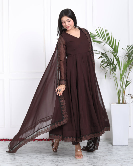 Brown Anarkali Set