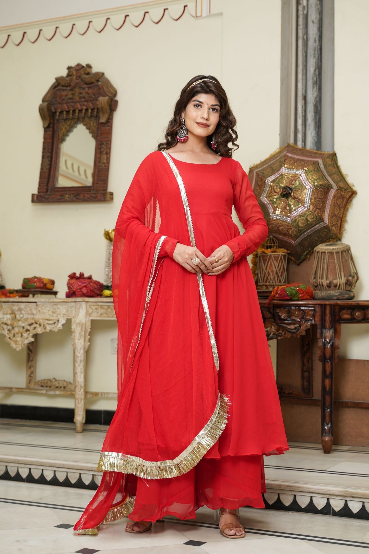 Cherry Red Anarkali