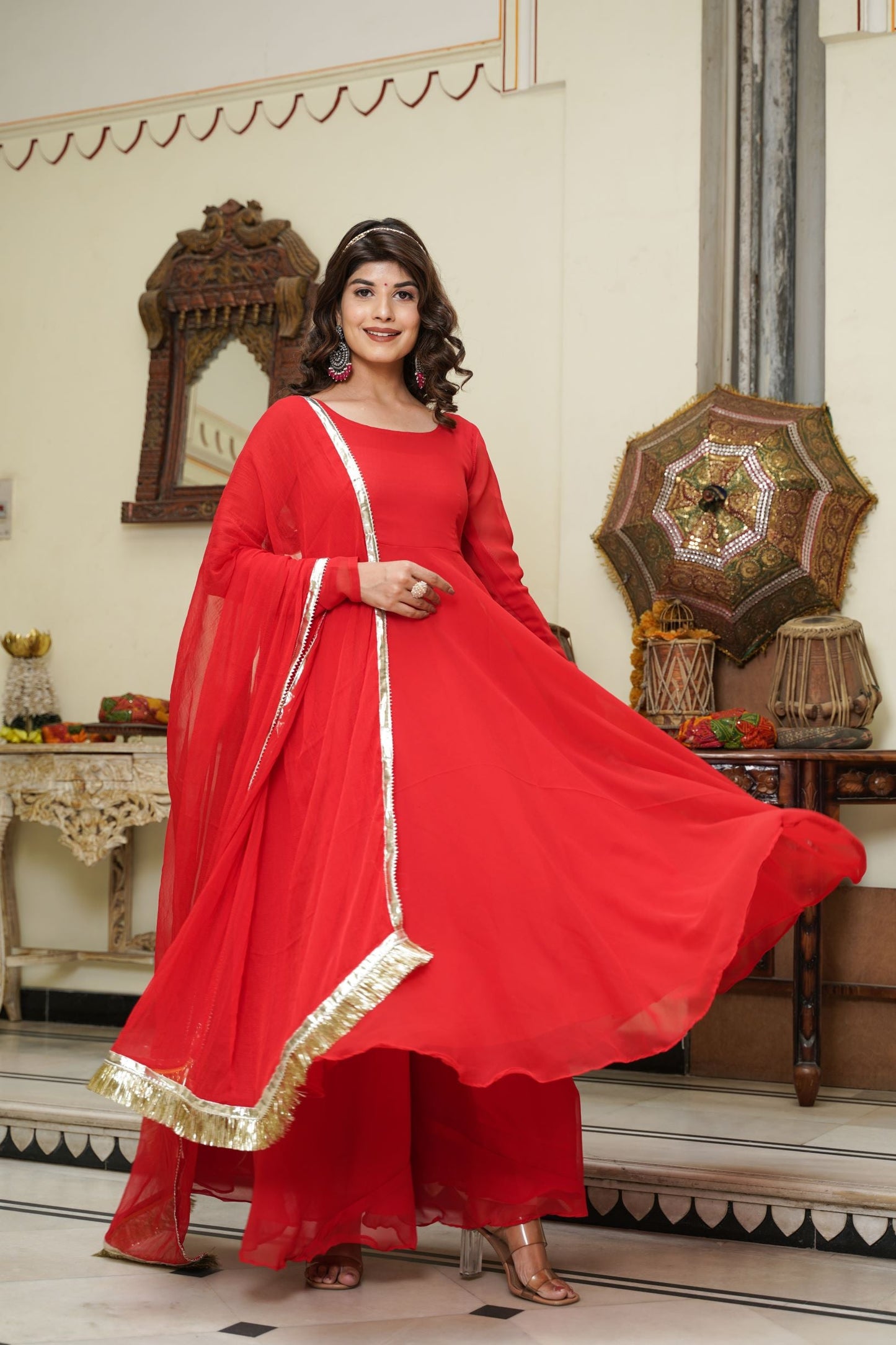 Cherry Red Anarkali