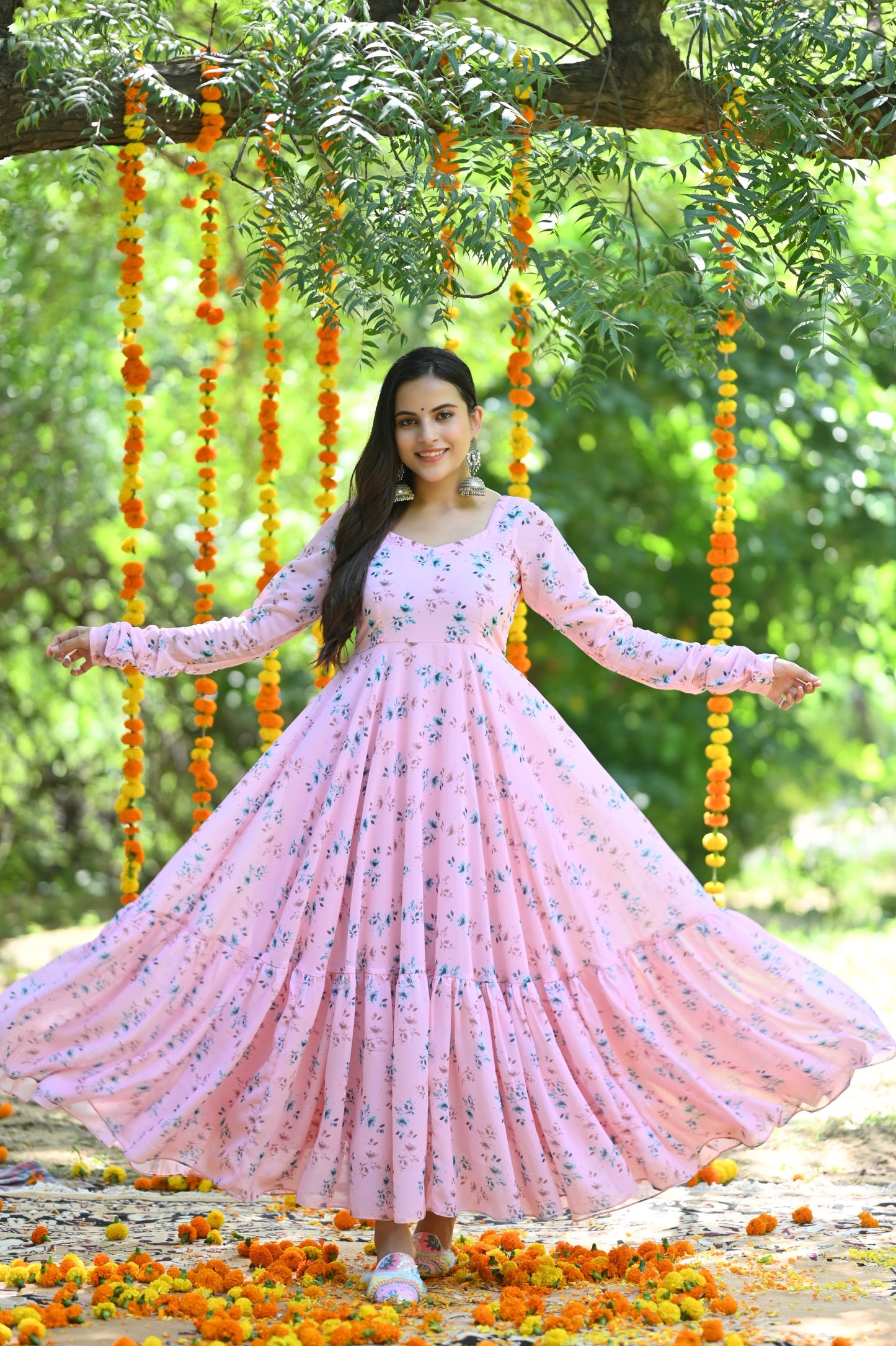 Pale Pink Floral Anarkali