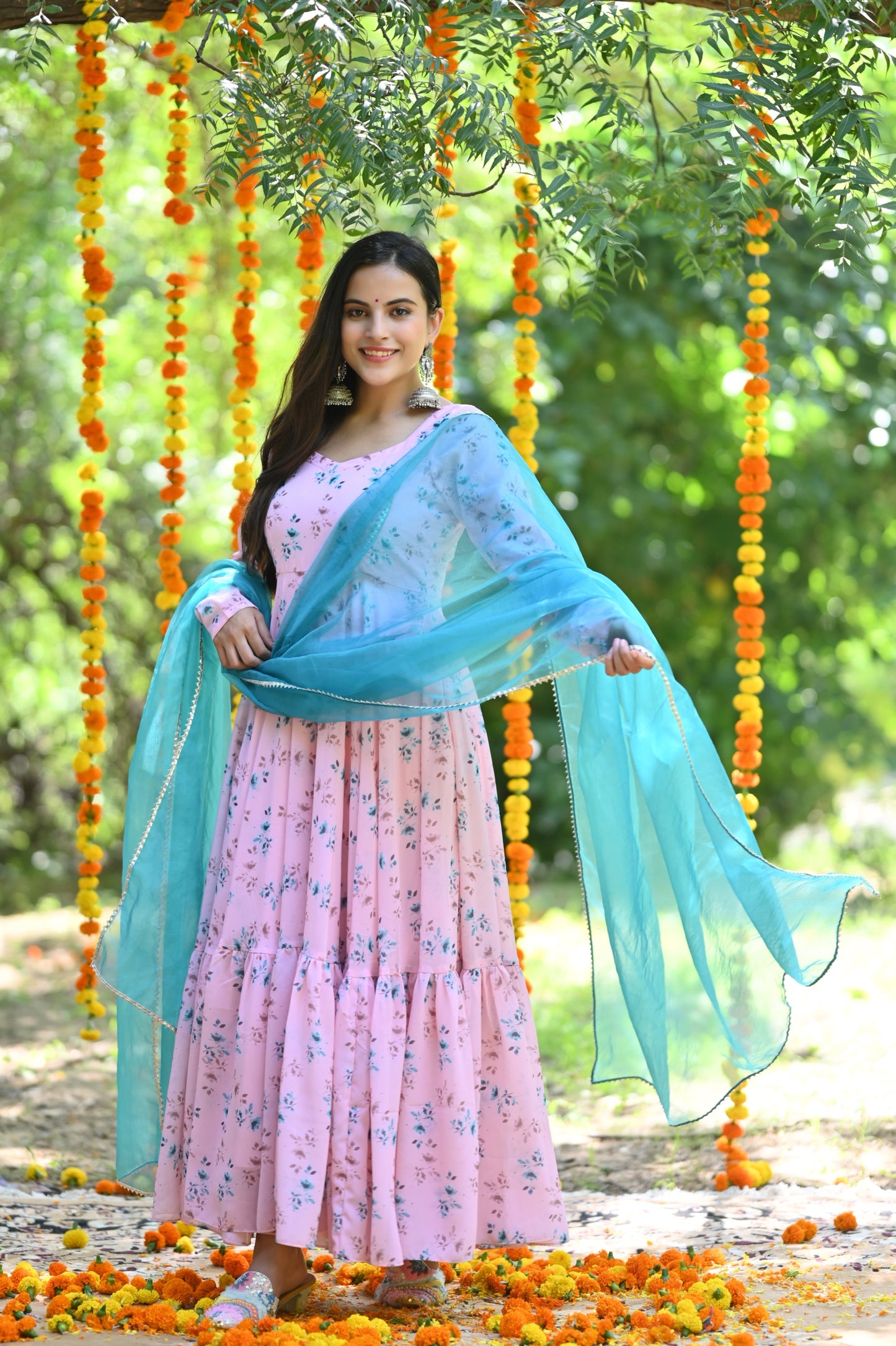 Pale Pink Floral Anarkali