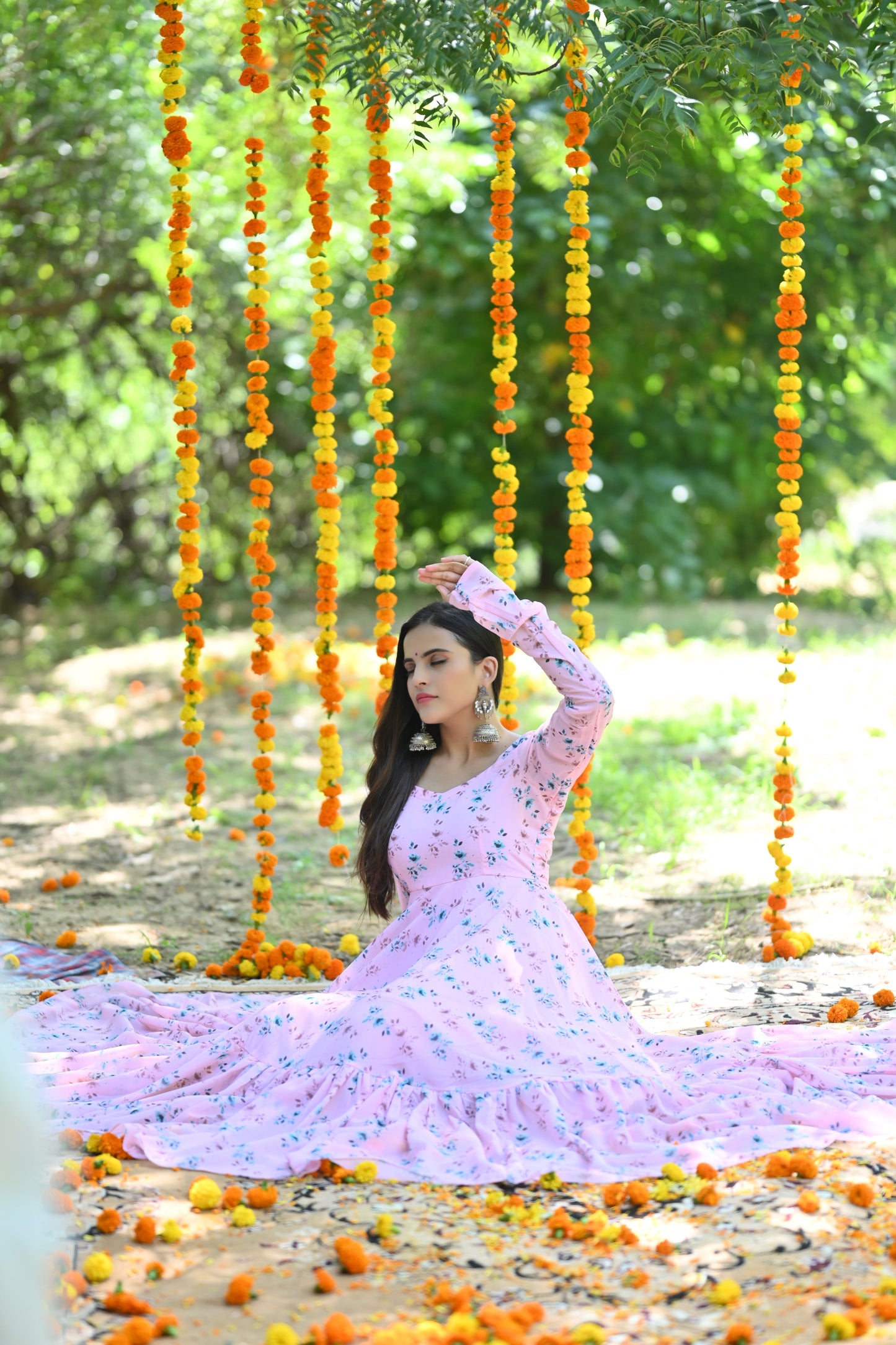 Pale Pink Floral Anarkali