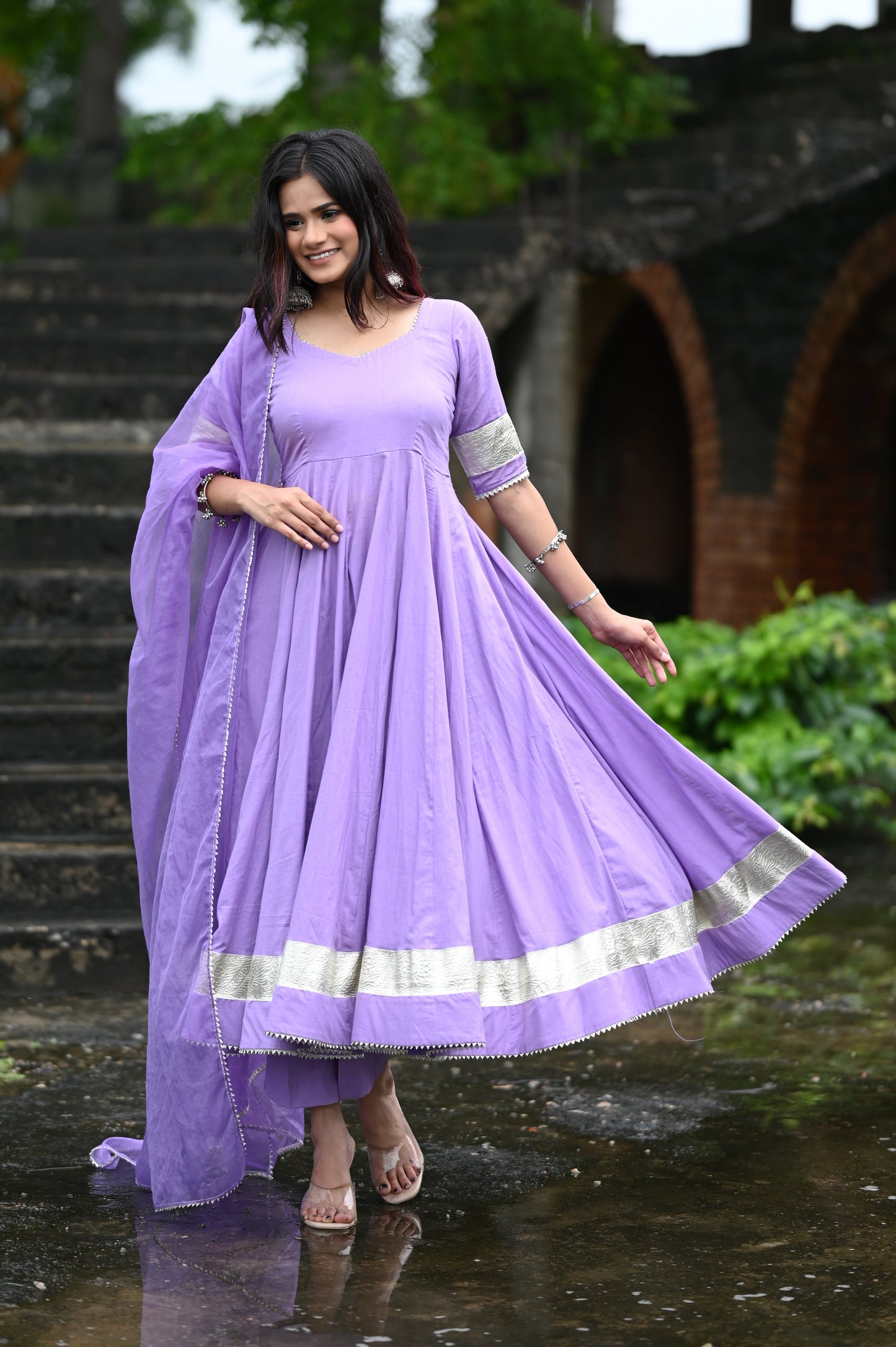 Lilac Anarkali Set