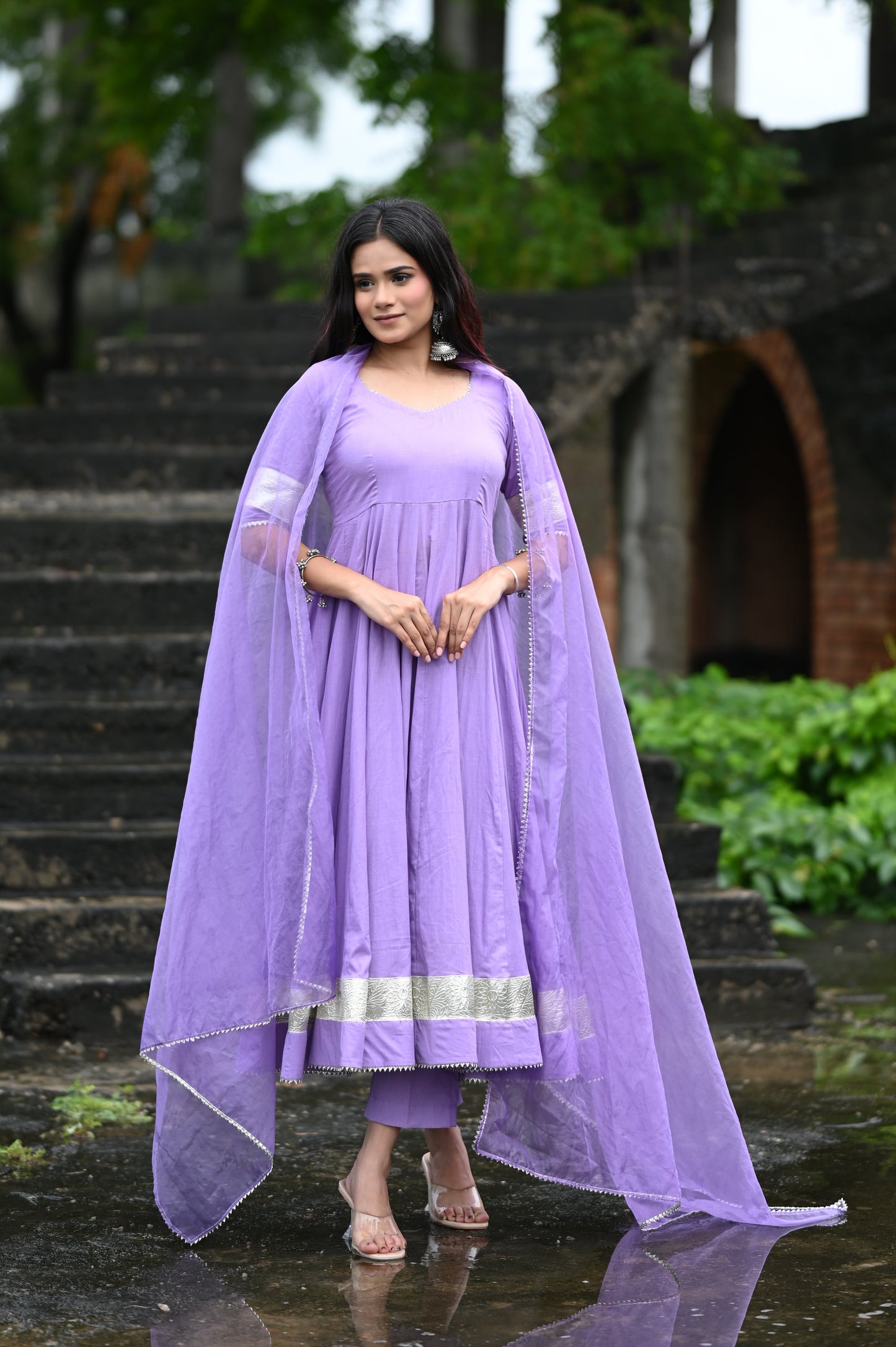 Lilac Anarkali Set