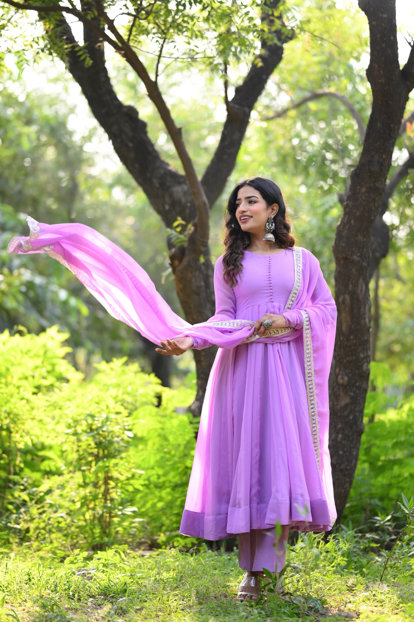 Lavender Anarkali Set