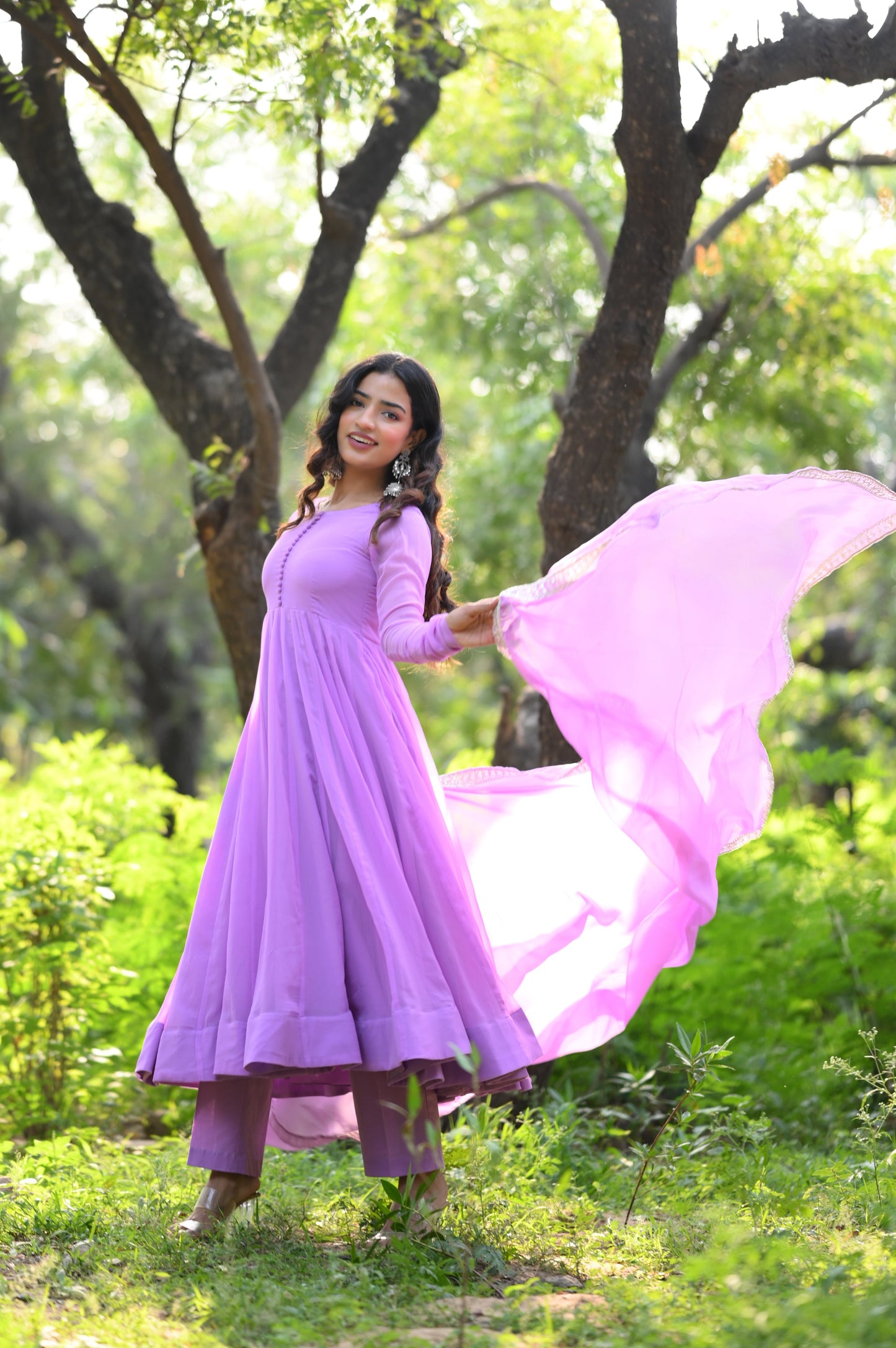 Lavender Anarkali Set