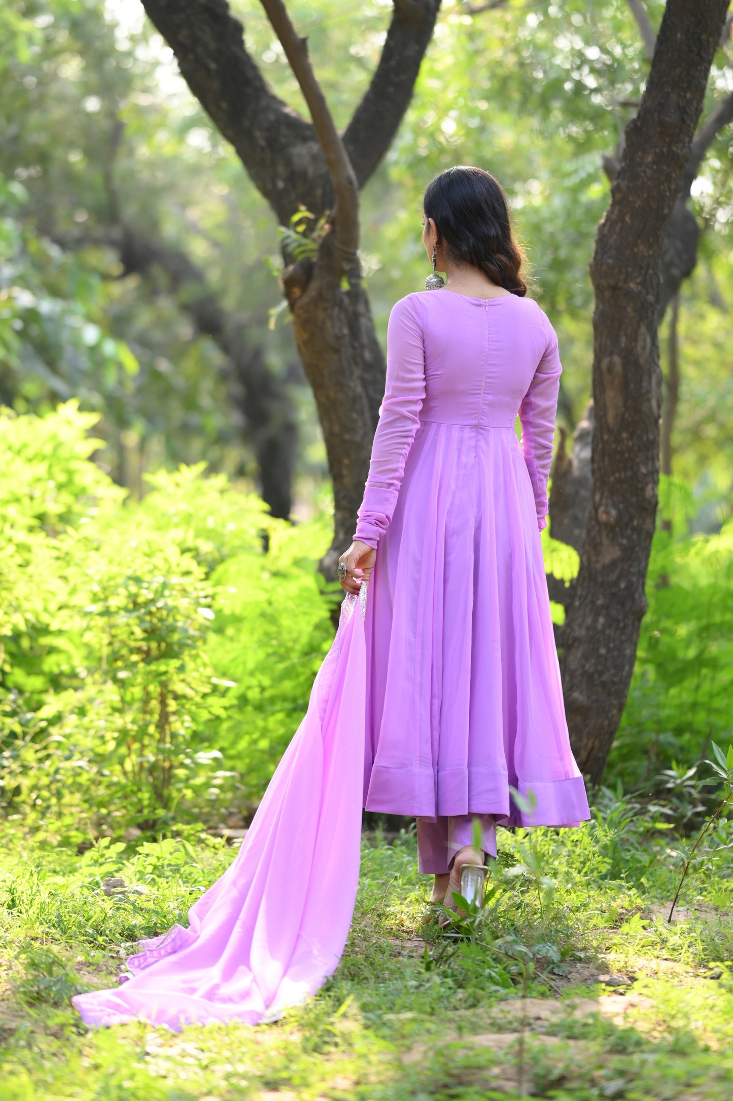 Lavender Anarkali Set