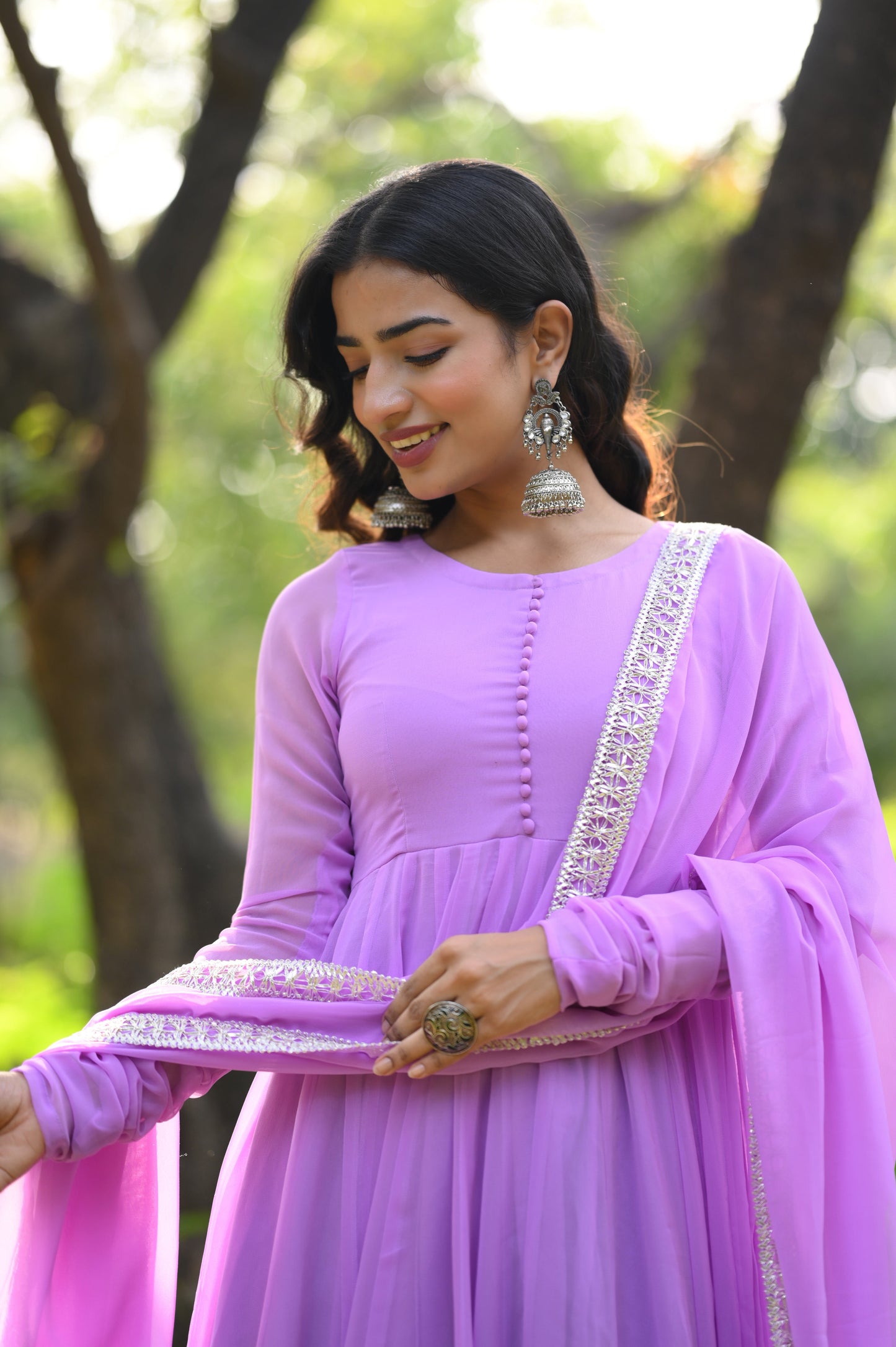 Lavender Anarkali Set