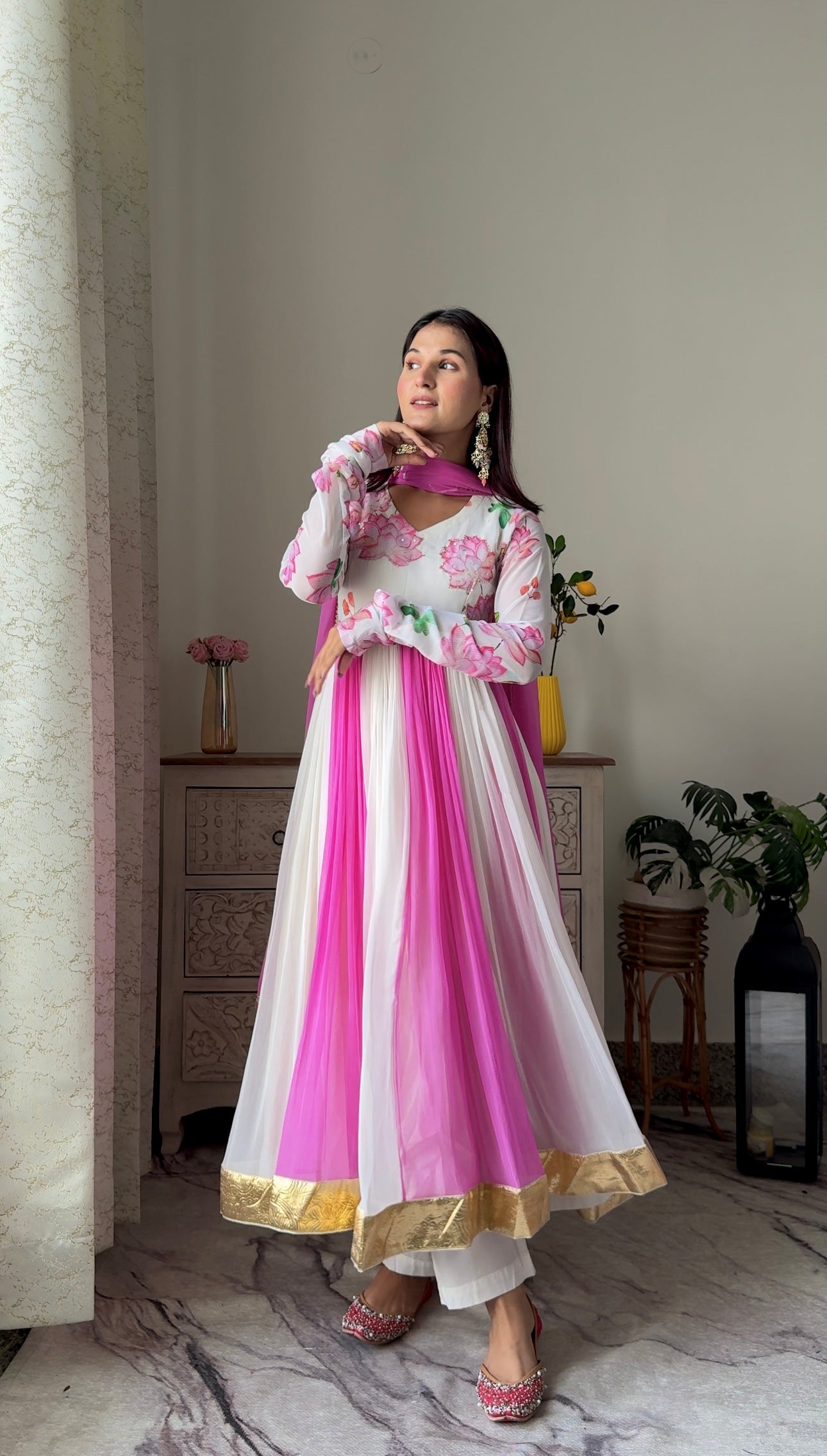 Lotus Printed Anarkali