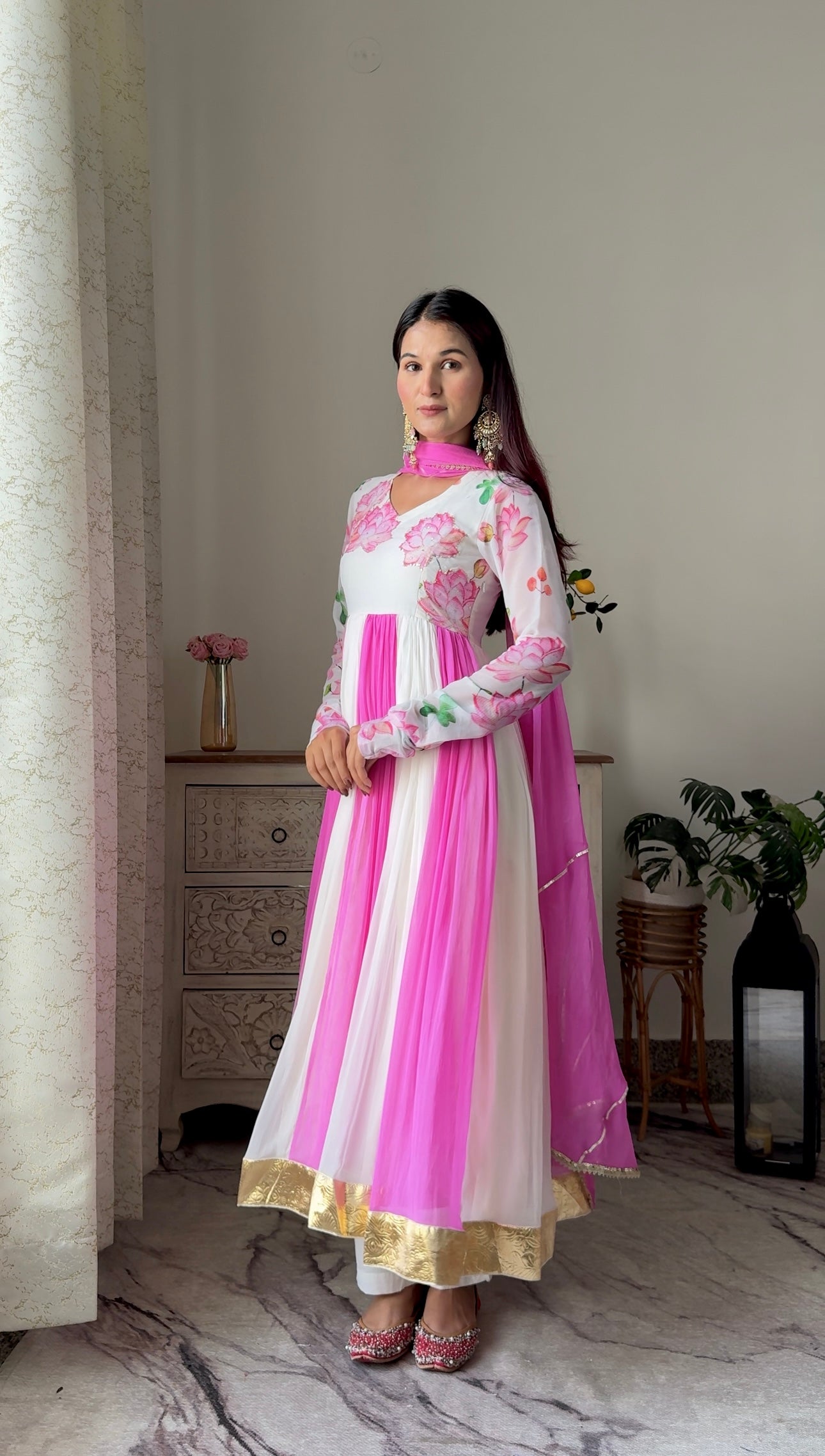 Lotus Printed Anarkali